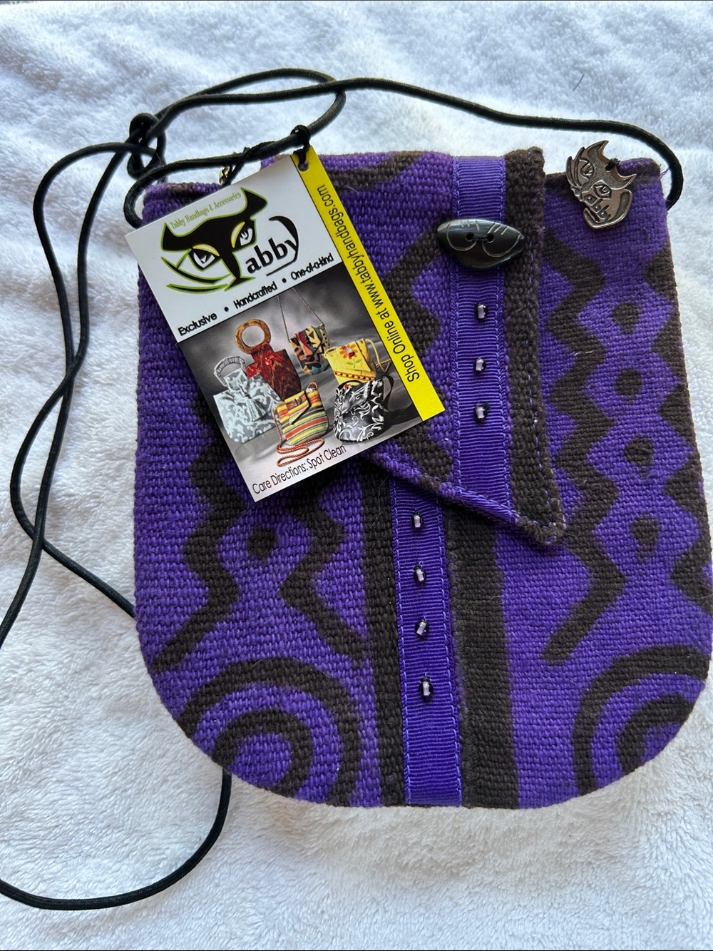 Handwoven Purple & Black Mudcloth Mini Bag, NWT